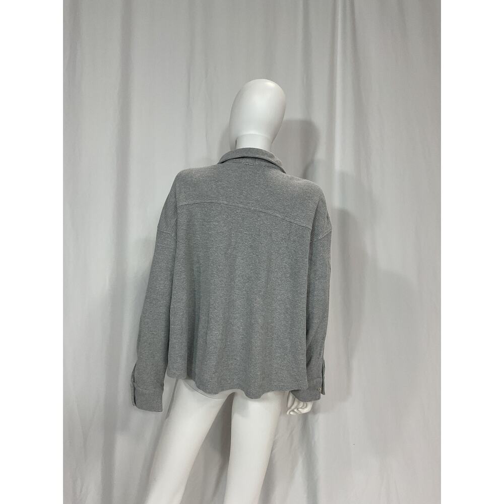 Donni 'Thermal' Grey Long Sleeve Button Down Blouse Top Size XL - Picture 3 of 5